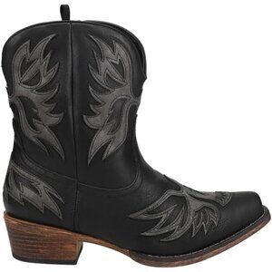 ✨ Roper Casual Boots Women Black Amelia Tooled Inlay Snip Toe Ankle Low Heel 1-2
